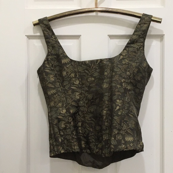 Ralph Lauren black label bustier in olive pattern silk - Picture 8 of 8
